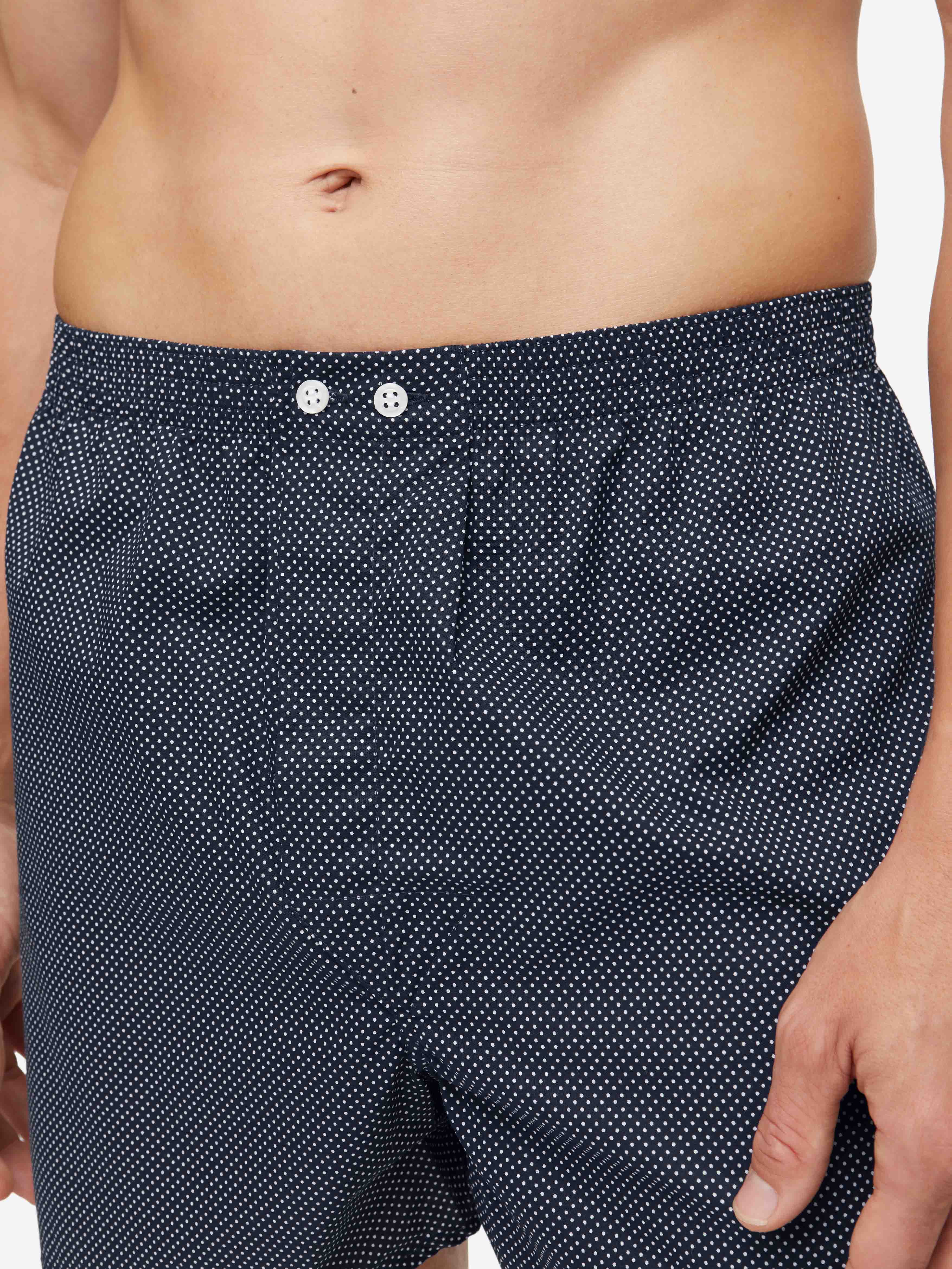 Men's Classic Fit Boxers Plaza 21 Cotton Batiste Navy