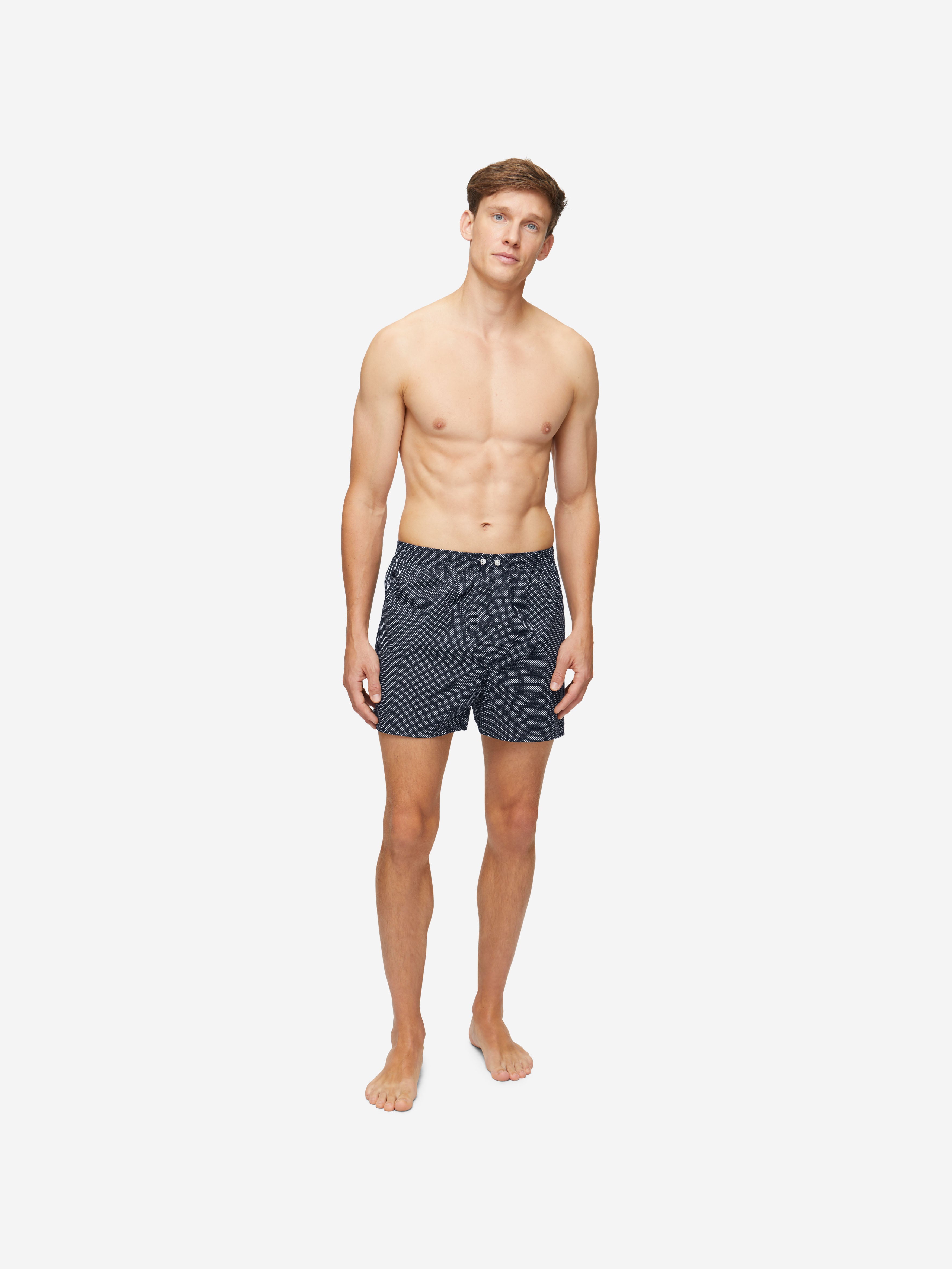 Men's Classic Fit Boxers Plaza 21 Cotton Batiste Navy