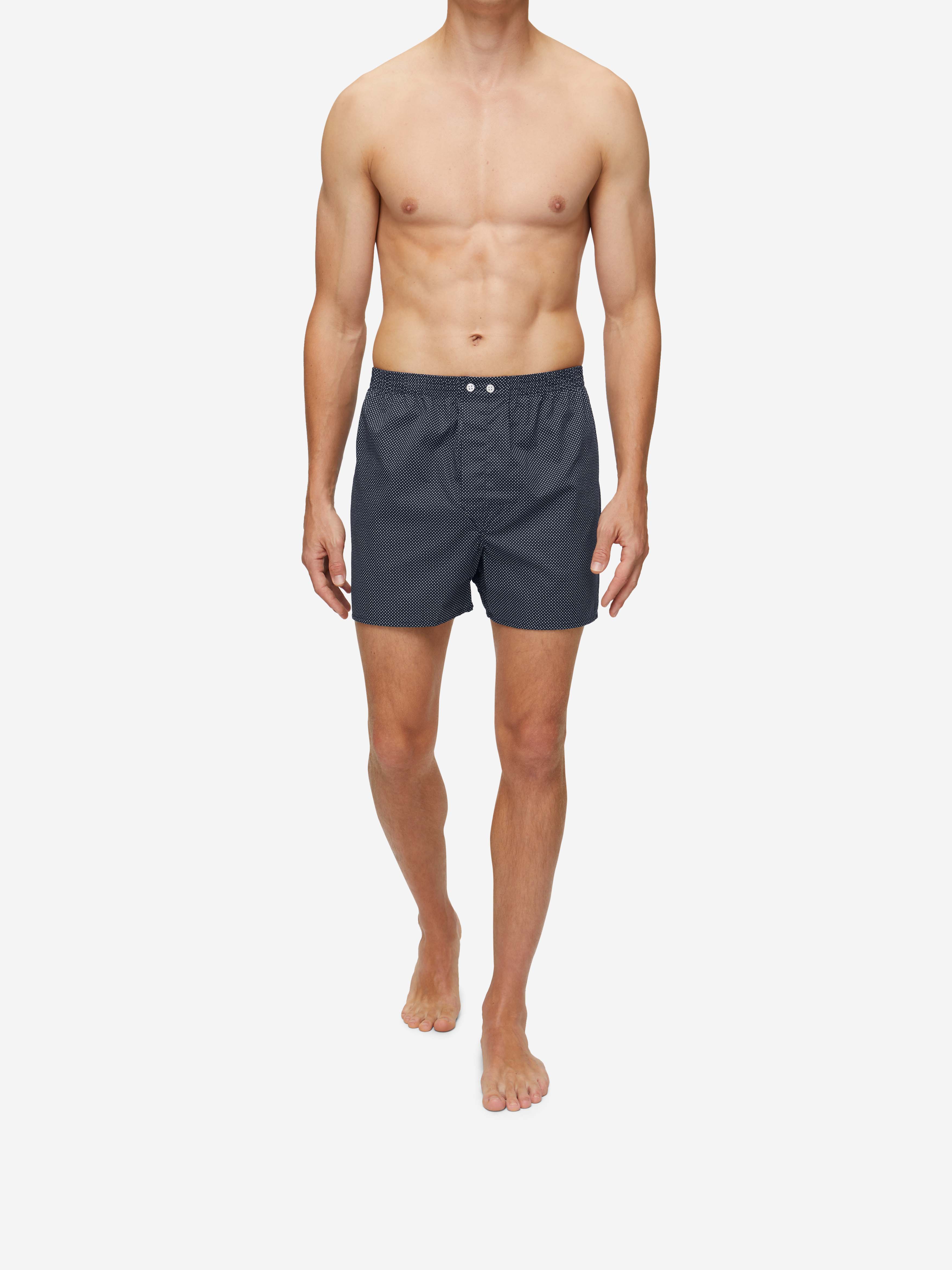 Men's Classic Fit Boxers Plaza 21 Cotton Batiste Navy