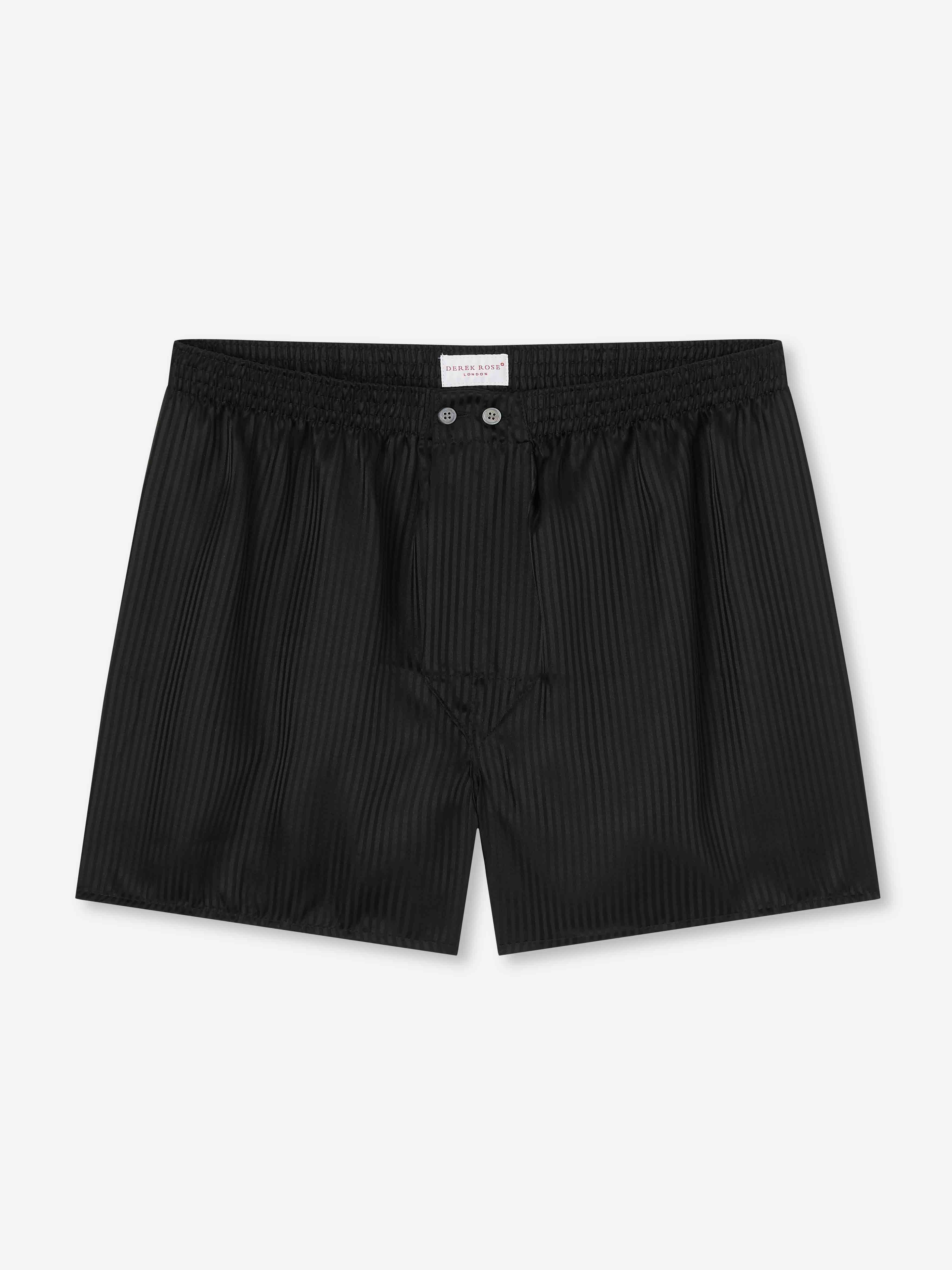 Men's Classic Fit Boxers Woburn Silk Satin Black