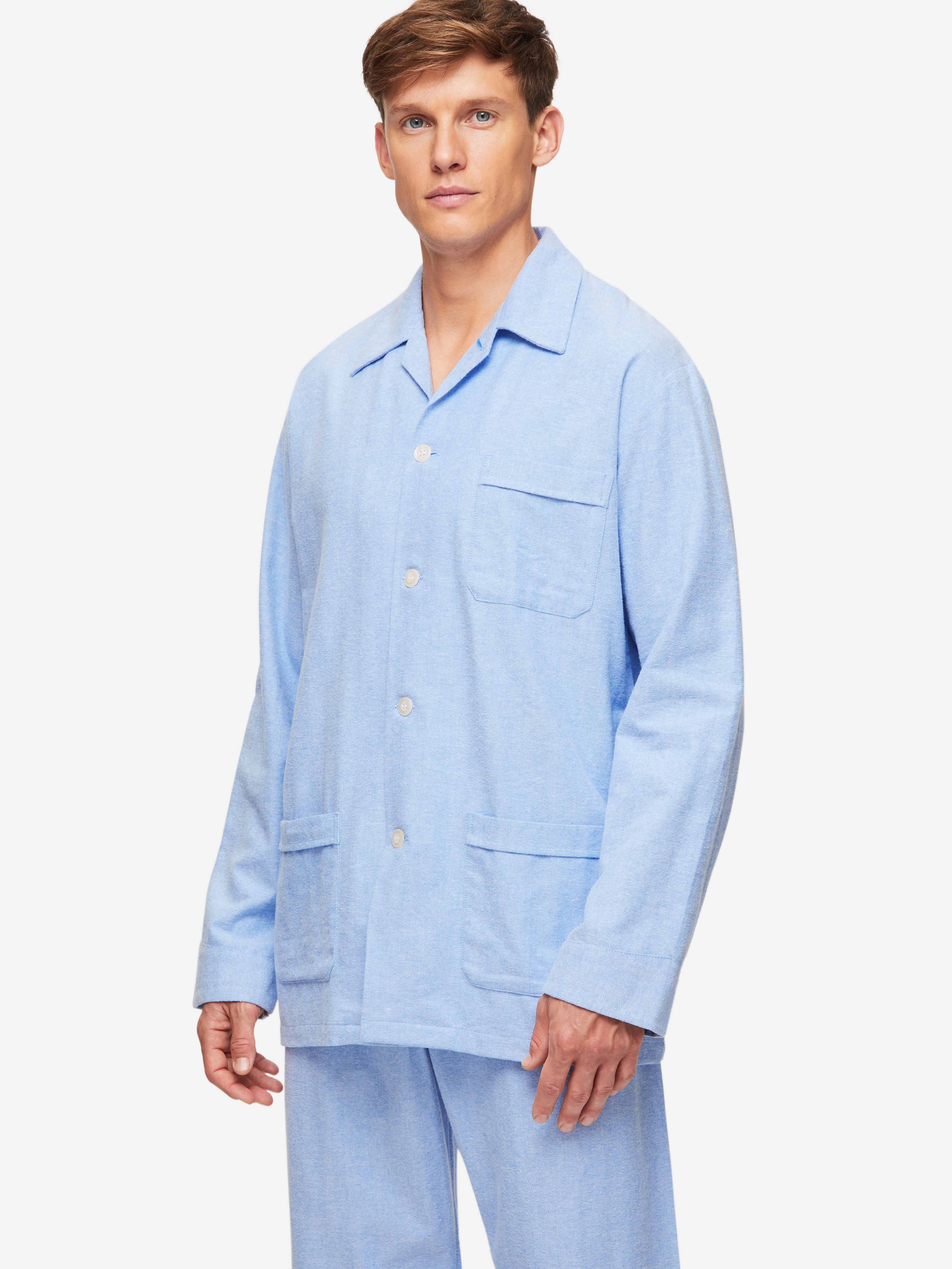 Men's Classic Fit Pajamas Arran 24 Brushed Cotton Blue