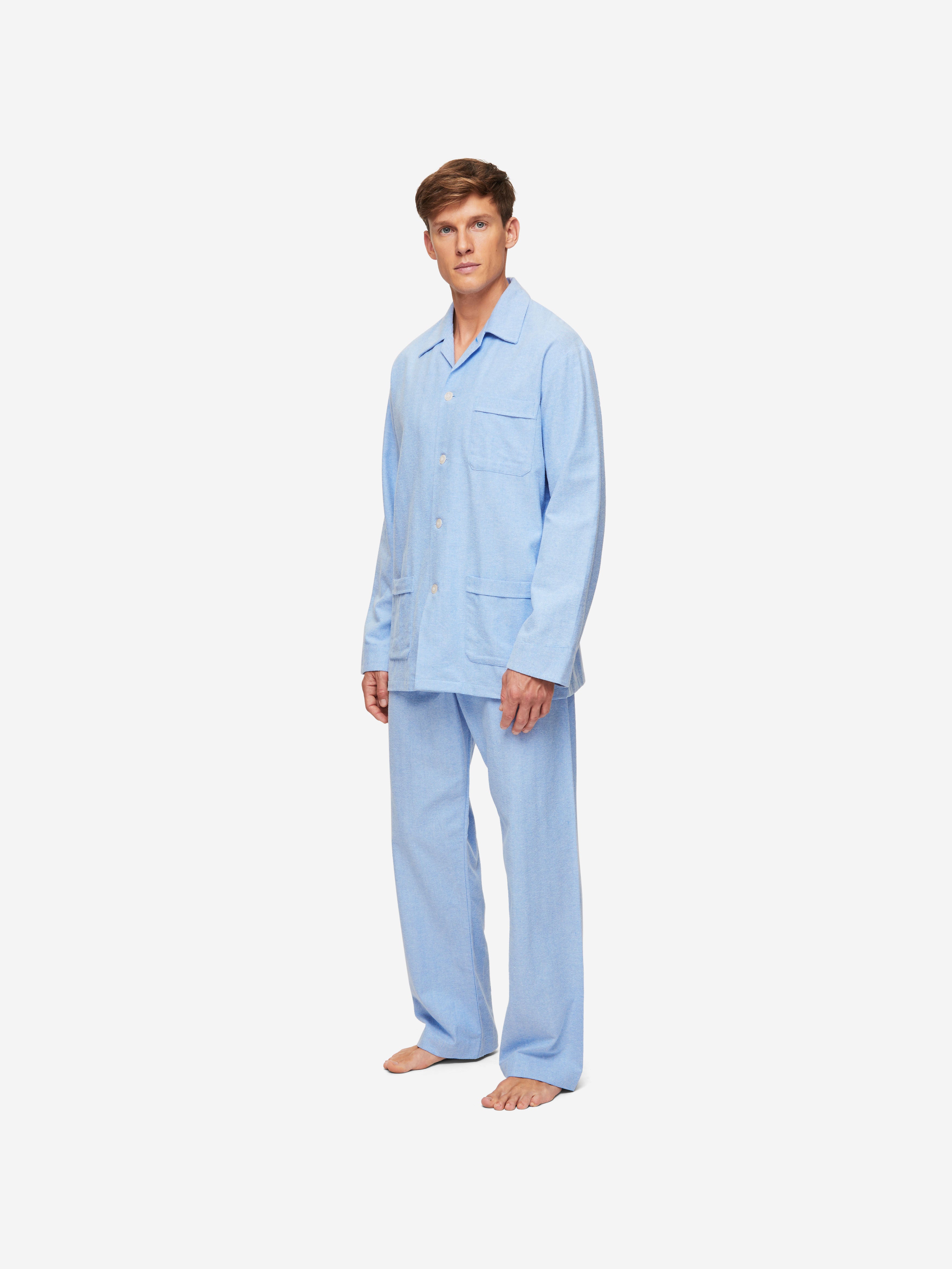 Men's Classic Fit Pajamas Arran 24 Brushed Cotton Blue