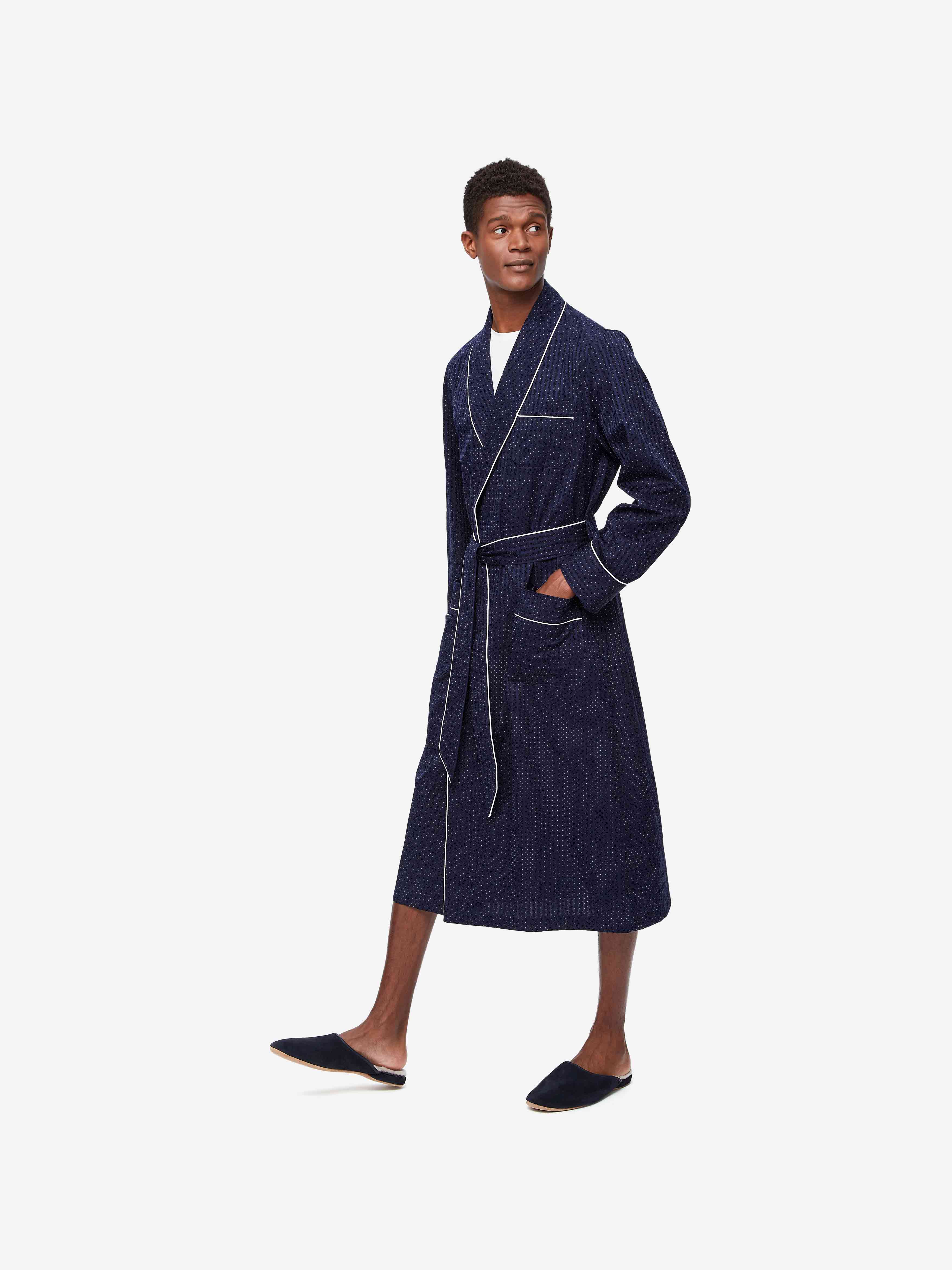 Men's Dressing Gown Royal 40 Cotton Navy