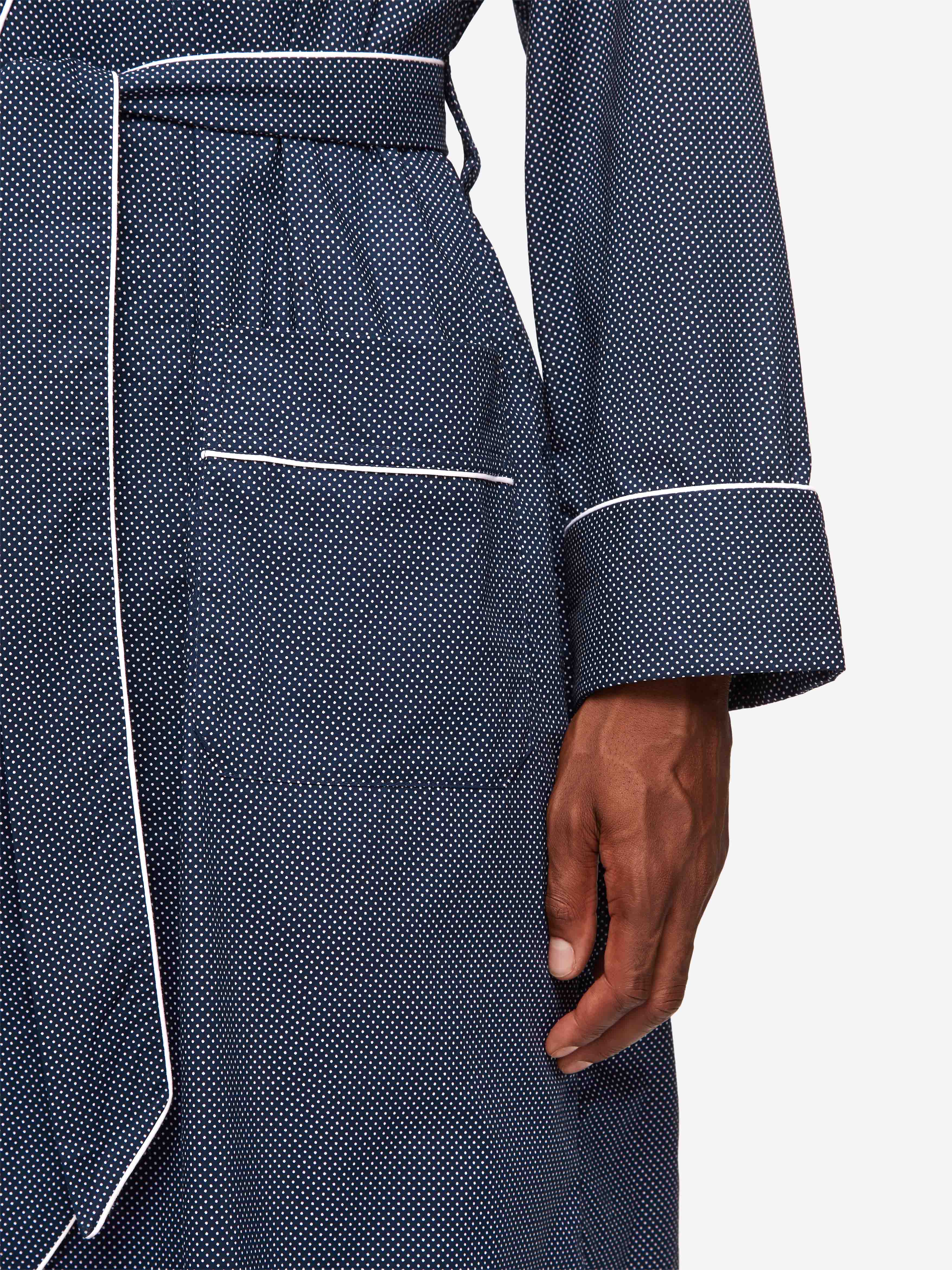 Men's Dressing Gown Plaza 21 Cotton Batiste Navy