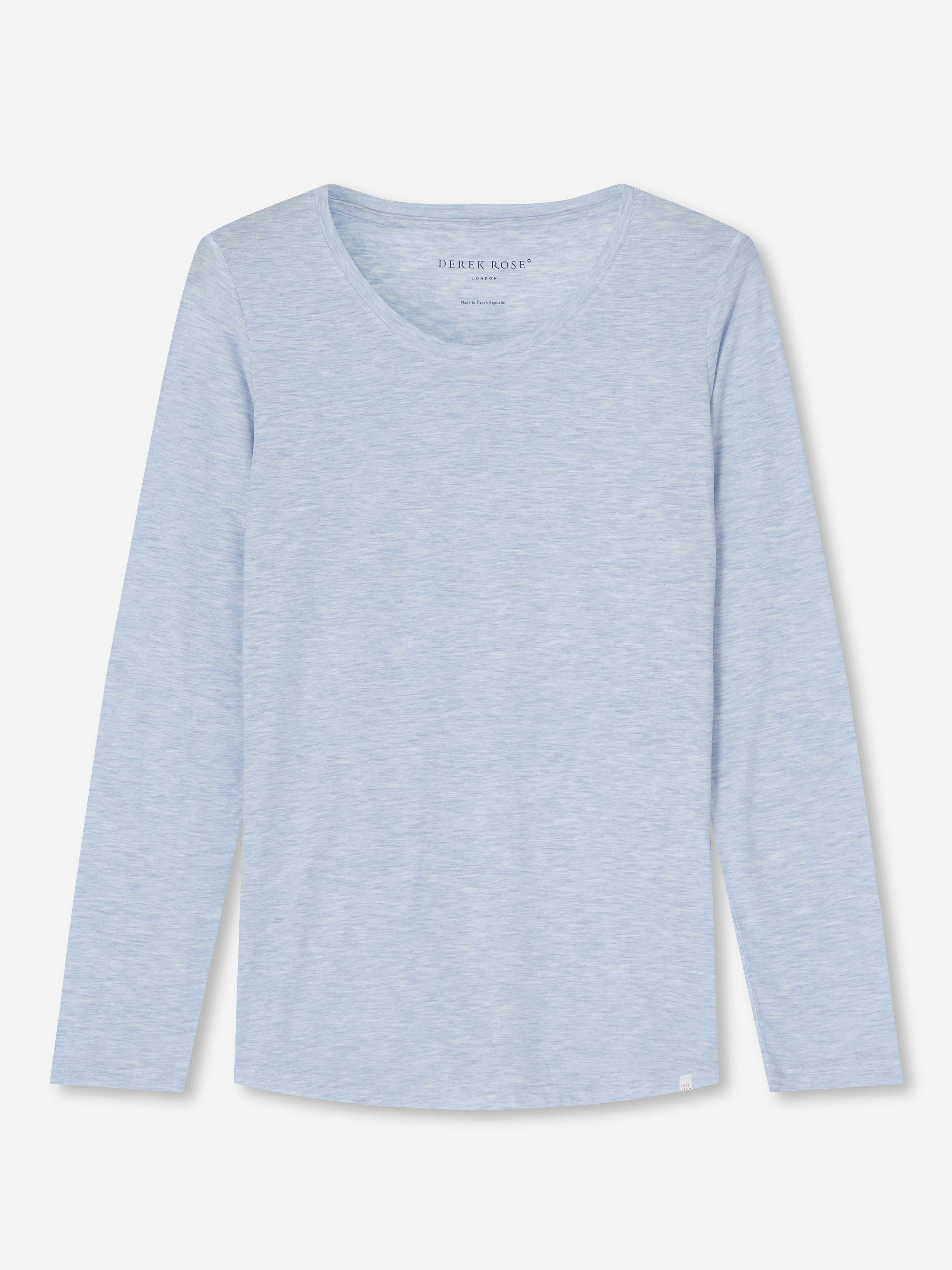 Women's Long Sleeve T-Shirt Ethan Micro Modal Stretch Light Blue Marl