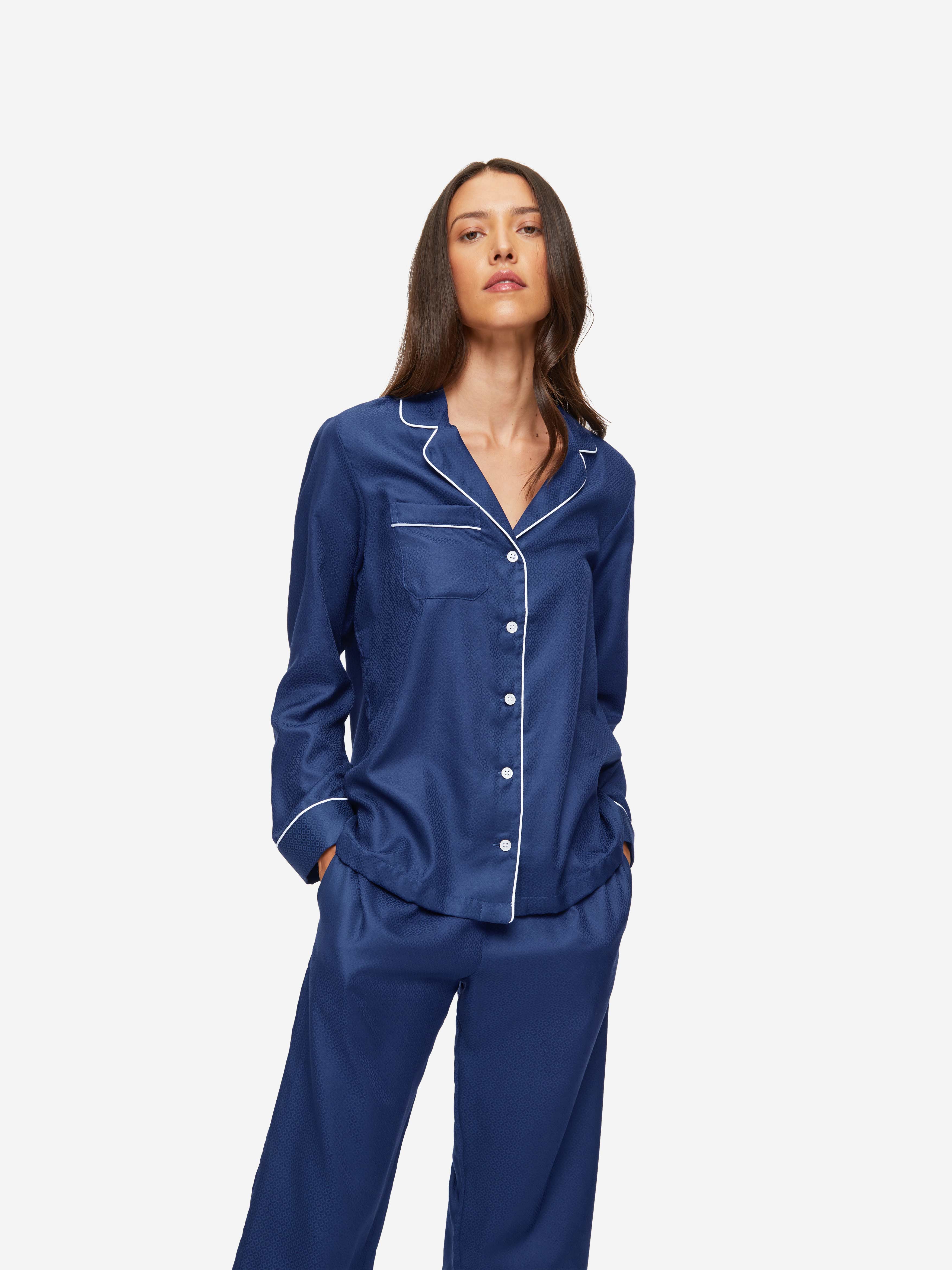 Women's Pyjamas Lombard 6 Cotton Jacquard Navy